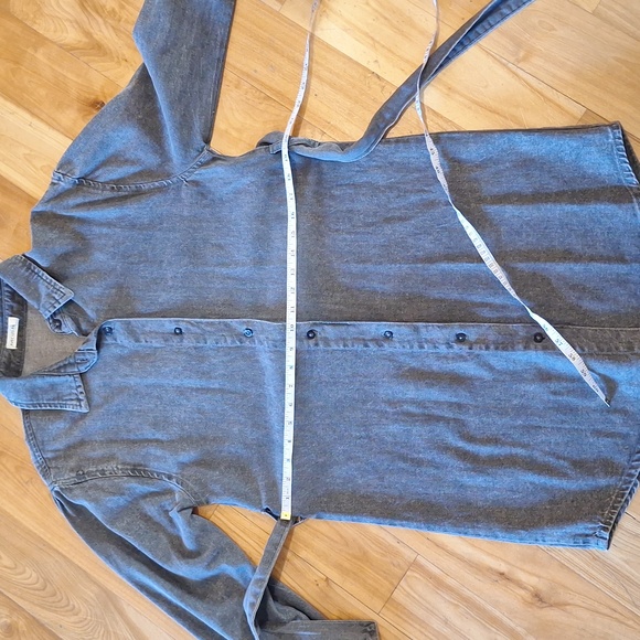 Avec Les Filles Long Sleeve Cotton Denim Shirt Dress Size Small Black Charcoal - Picture 10 of 11